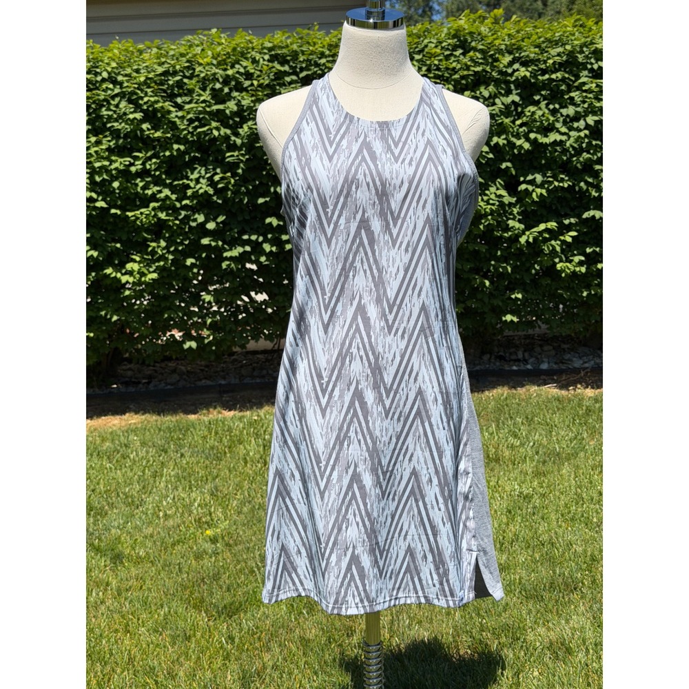 Smartwool Merino Sport Sleeveless Dress Gray Chevron Athletic Athleisure Women